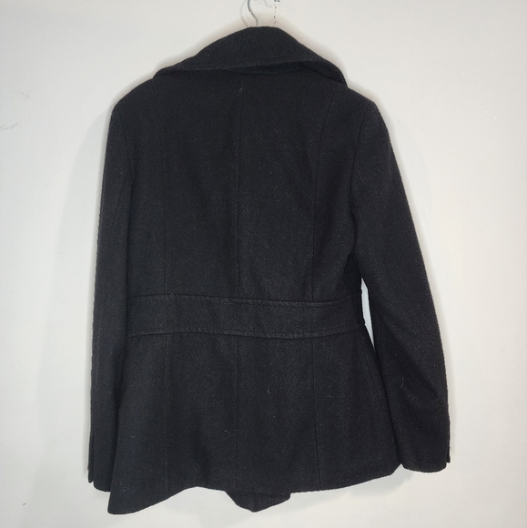 Kenneth Cole New York Black Recycled Wool Blend Black Women 8 Short Peacoat - Picture 6 of 9